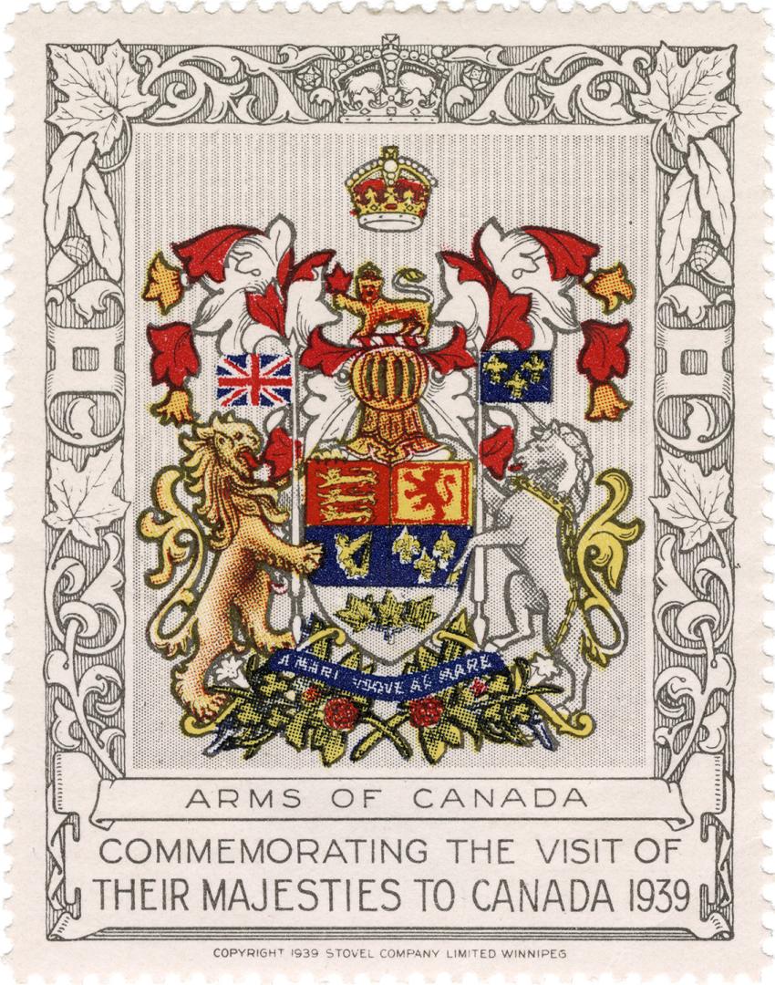 Arms of Canada commemorating the visit of their majesties to Canada 1939