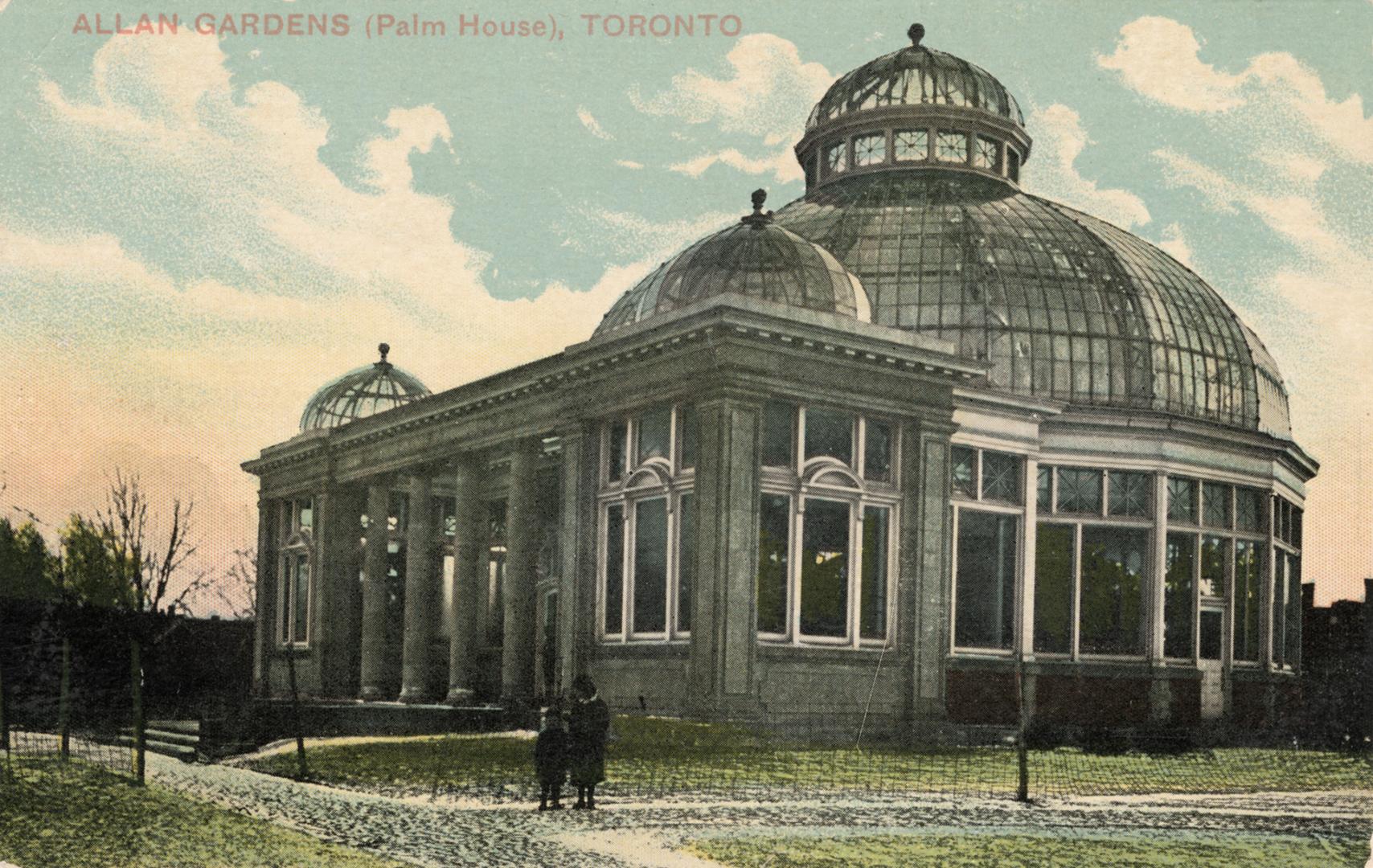 Colorized photograph of a large, domed building.