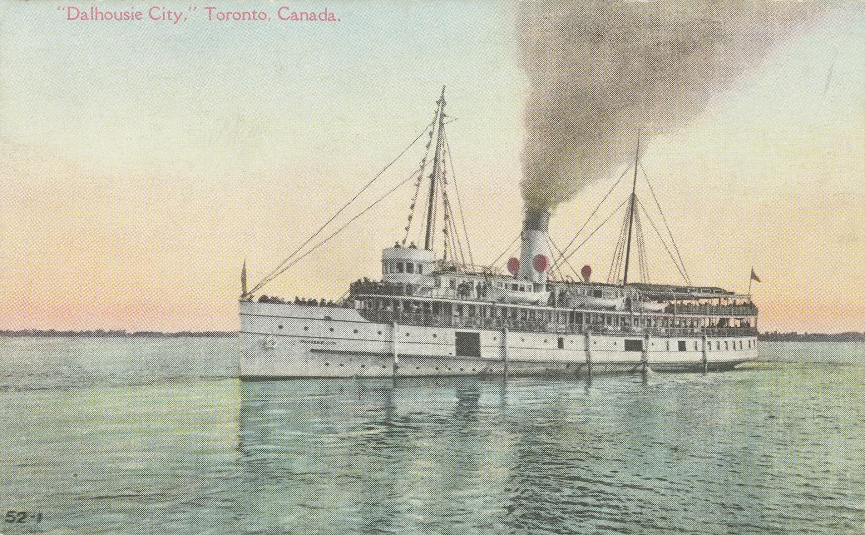 Colorized photograph of a steamship on open water.