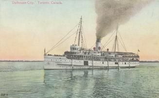 Colorized photograph of a steamship on open water.