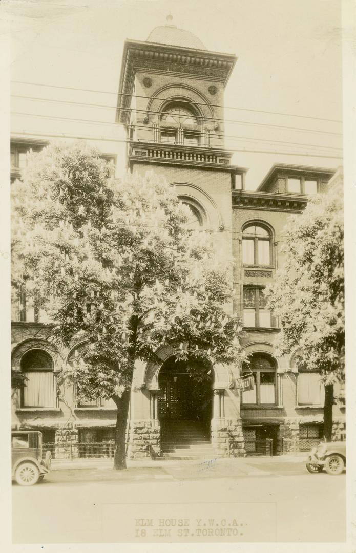 Black and white photograph of a large building constructed in the Richardsonian Romanesque styl ...