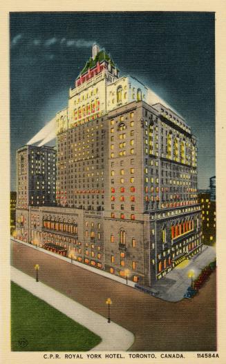 Color drawing of a large Beaux-arts building.