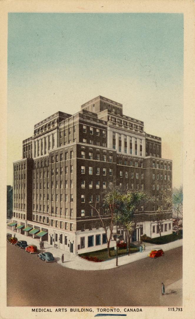 Colorized drawing of a large, Beaux Arts building.