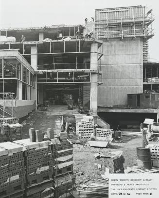 Picture of interior of library building under construction.