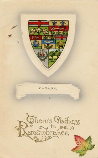 A shield containing the coats of arms of five provinces on a white background.