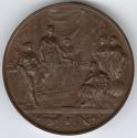 Bronze medal, die struck.(reverse) Londinia standing in front of the civic chair attended by Co ...