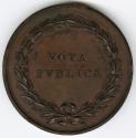 Bronze medal..(reverse) Legend within wreath, "VOTA PVBLICA".