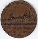 Bronze medal.(reverse) Image of Château de Ramezay. Inscription: "CHATEAU DE RAMEZAY MUSEUM AND ...