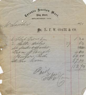 Receipt of customer John Lauder. Part of Morris Norman donation of business papers, 2002. 