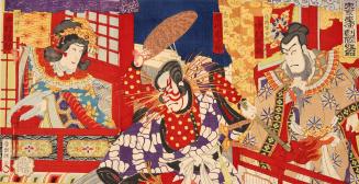 Japanese print of a scene from the Kabuki play "Kyōganoko Musume Dōjōji" as performed at the To ...