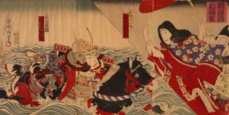 Japanese print of a scene from the Kabuki play "Meijiza Shin Kyogen" (polychrome)