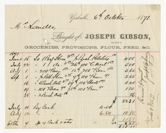 Bought of Joseph Gibson, groceries, provisions, flour, feed, &c.  