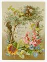 At its centre the card contains a short verse. This is framed by colourful foliage including tr ...