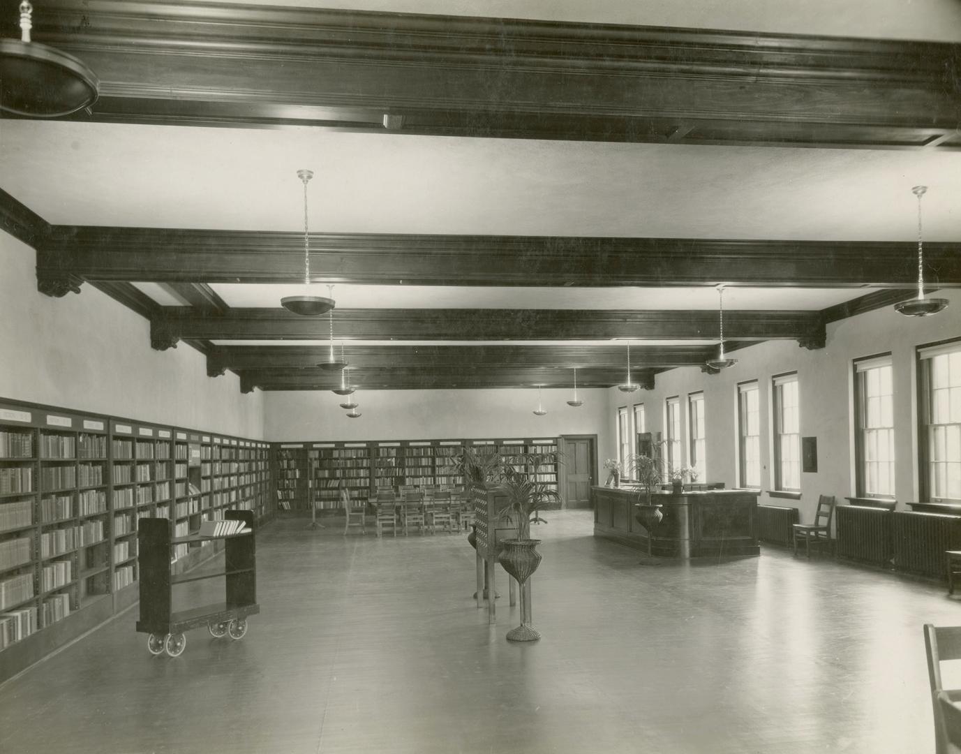 Interior view of library reading room. 