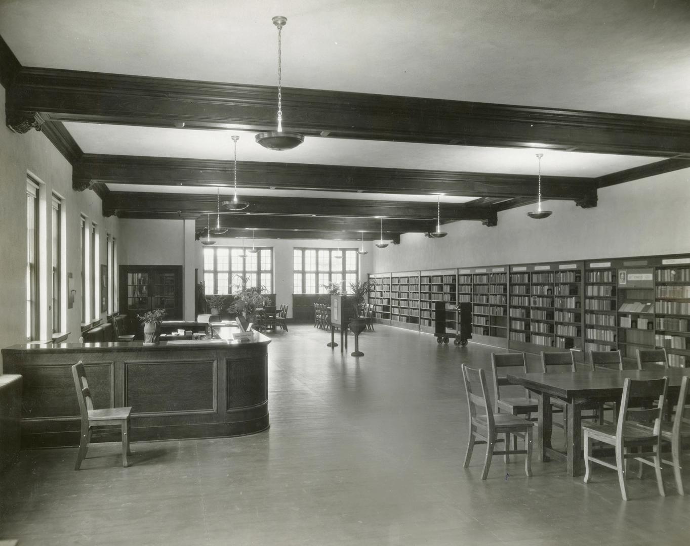 Interior view of library reading room. 