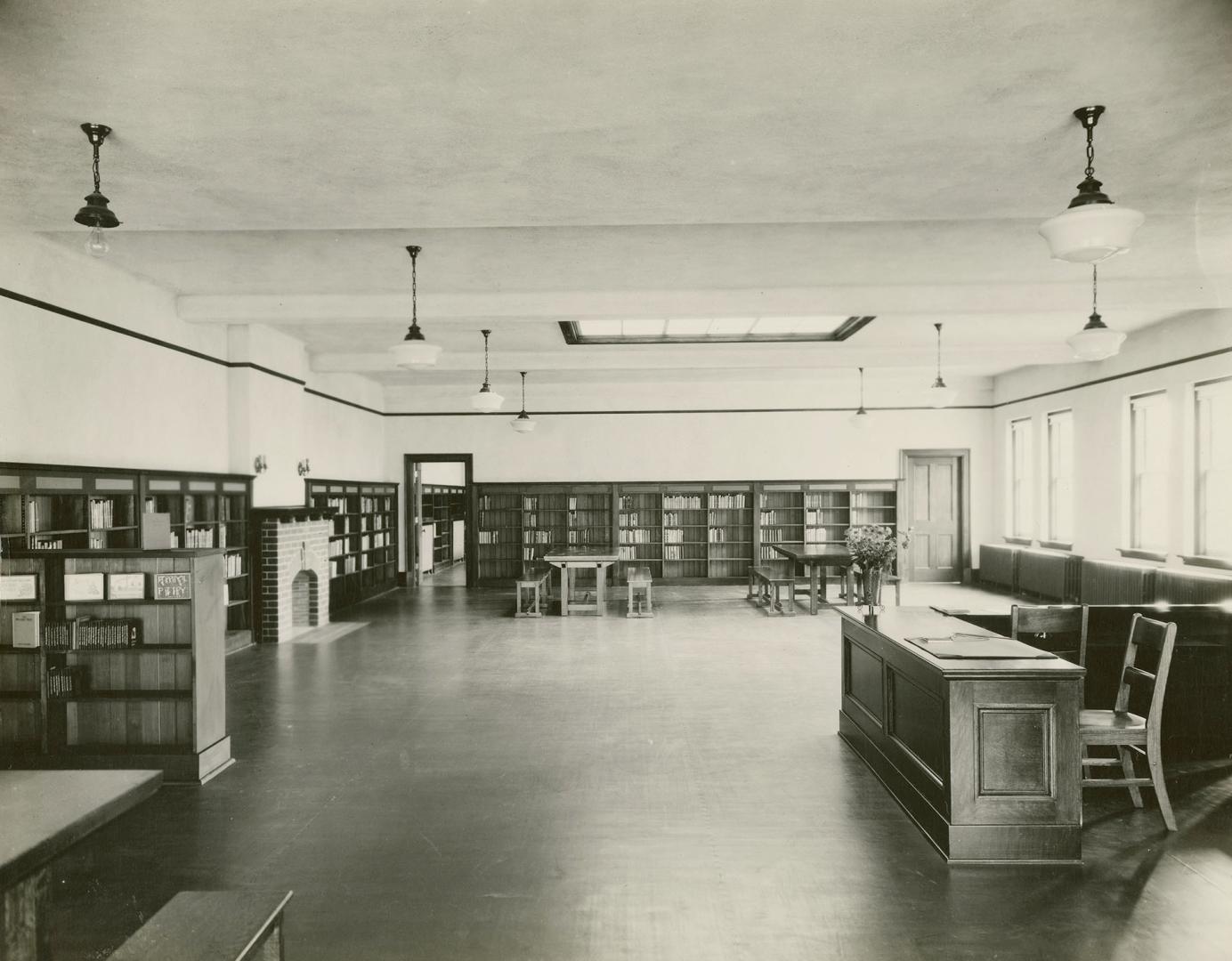 Interior view of library reading room. 