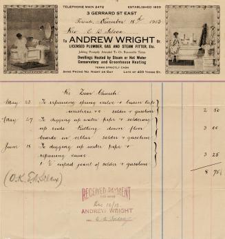 Receipt of customer John Lauder Esq. Part of Morris Norman donation of business papers, 2002. 