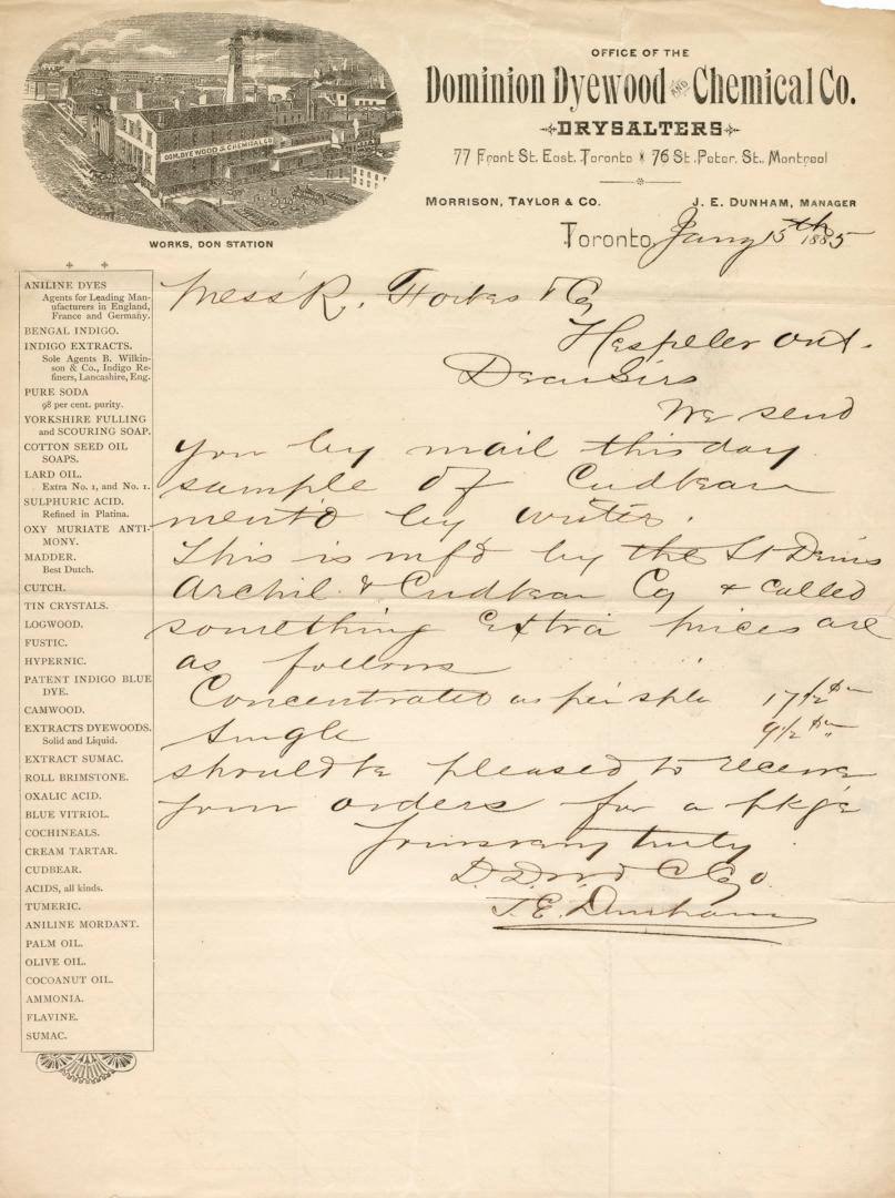 Office of the Dominion Dyewood and Chemical Co. 