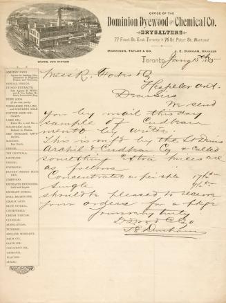 Office of the Dominion Dyewood and Chemical Co. 