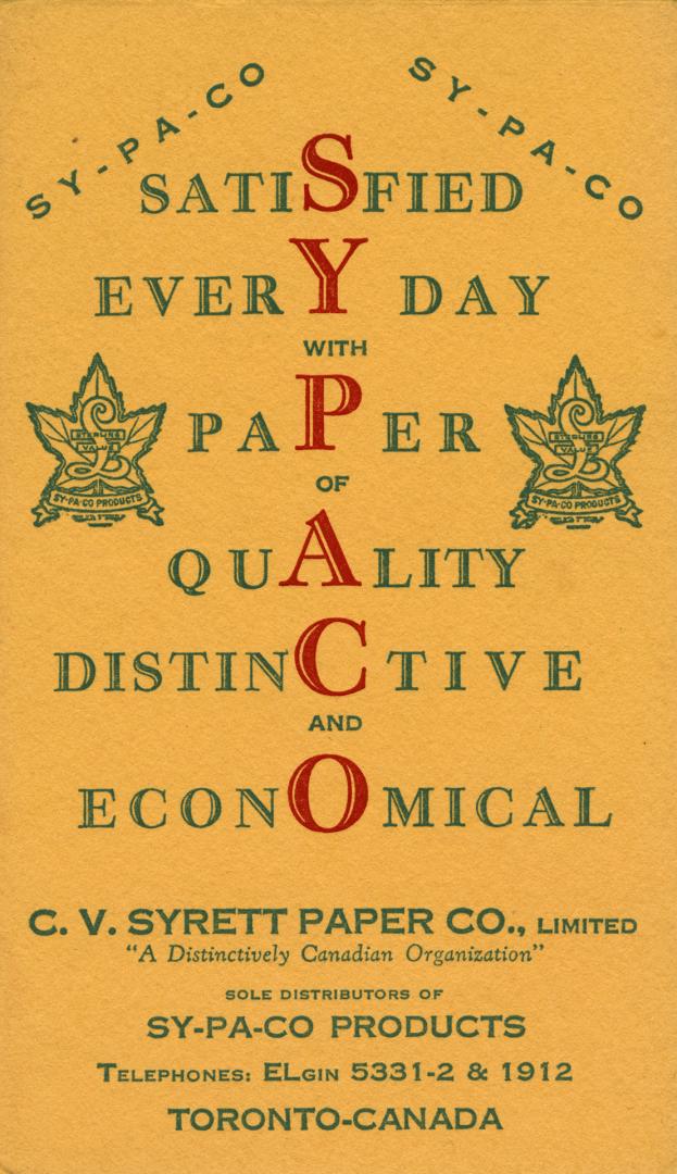 SY-PA-CO Satisfied Everyday with Paper of Quality Distinctive and Economical 