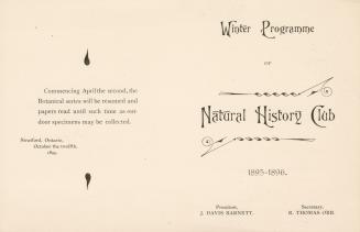 Winter programme of Natural History Club 1895-1896