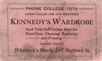 Phone College 7076 goods called for and delivered Kennedy's Wardrobe