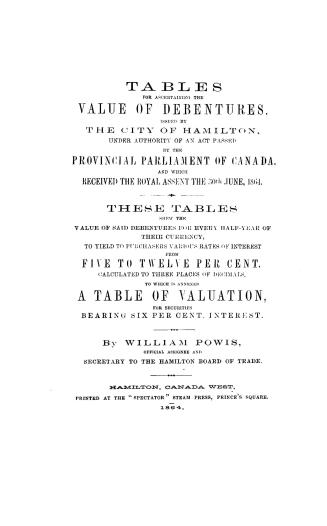 Tables for ascertaining the value of debentures