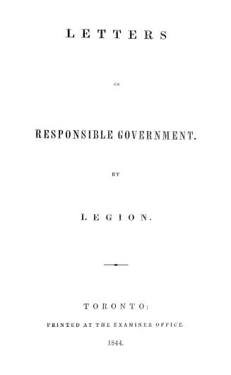 Letters on responsible government