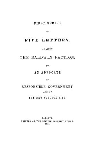 First series of five letters against the Baldwin faction