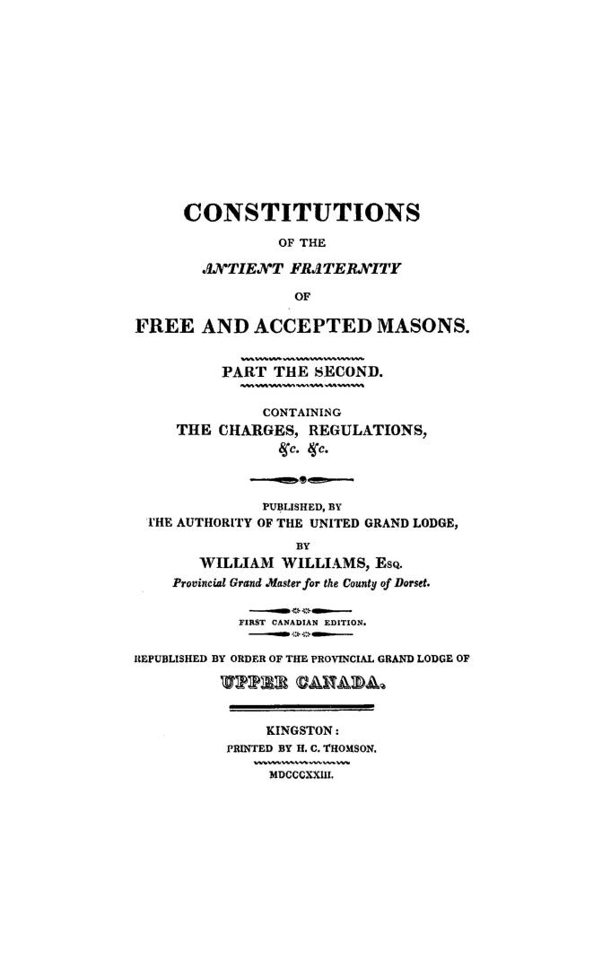 Constitutions of the Antient fraternity of free and accepted masons