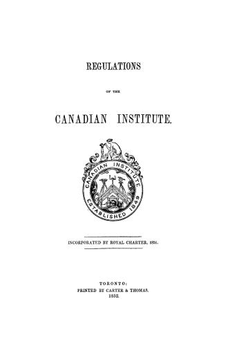 Regulations of the Canadian institute