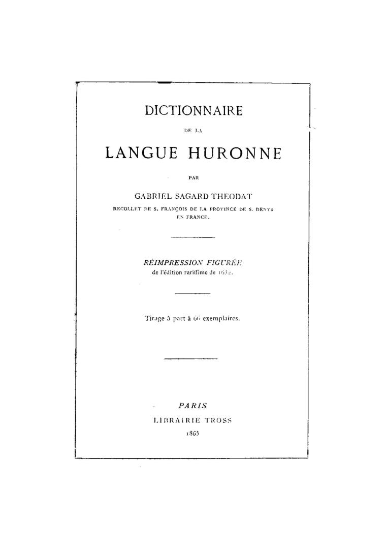 Dictionnaire de la langue huronne