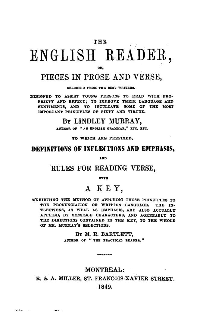 The English reader, or, Pieces in prose and verse, selected from the best writers