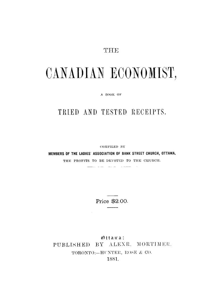 The Canadian economist, a book of tried and tested receipts