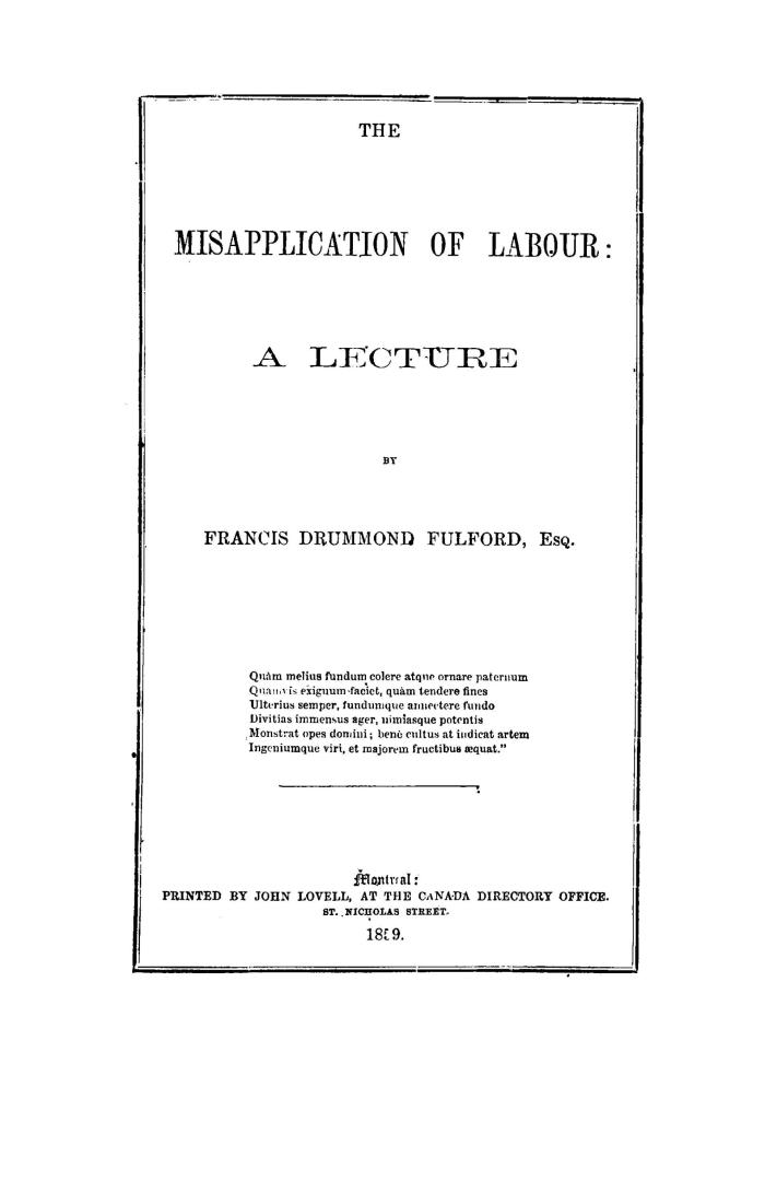 The misapplication of labour, a lecture
