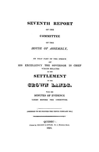 Report...with the minutes of evidence taken before the Committee