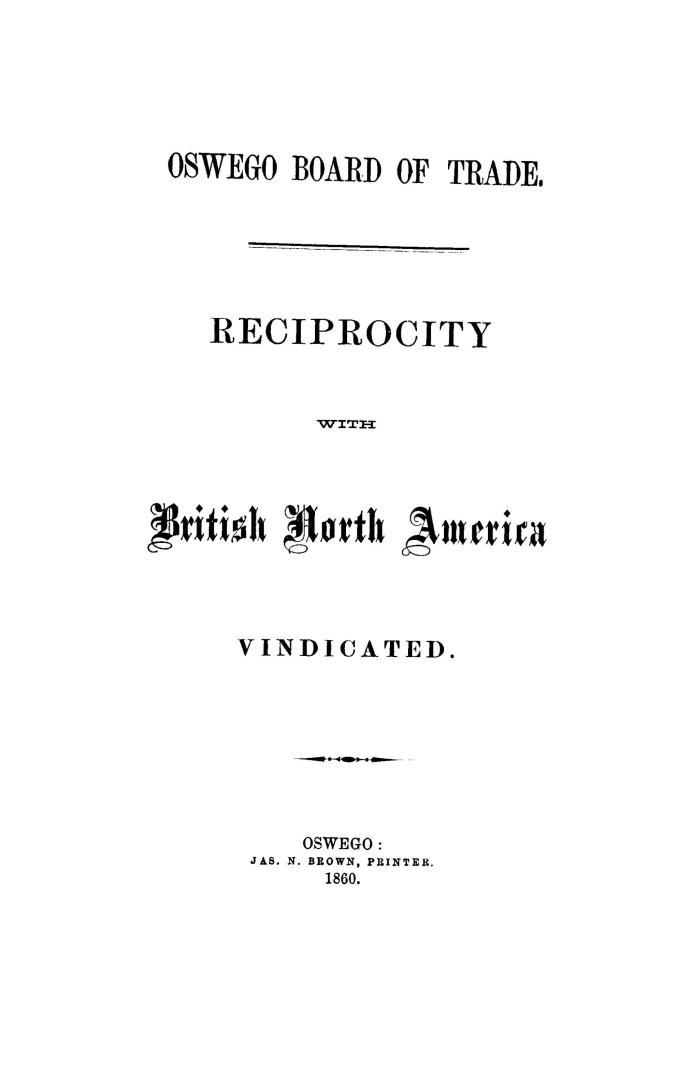 Reciprocity with British North America vindicated