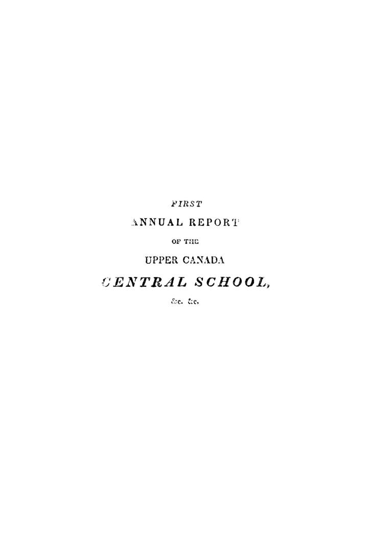 Annual report of the Upper Canada Central school on the British national system of education