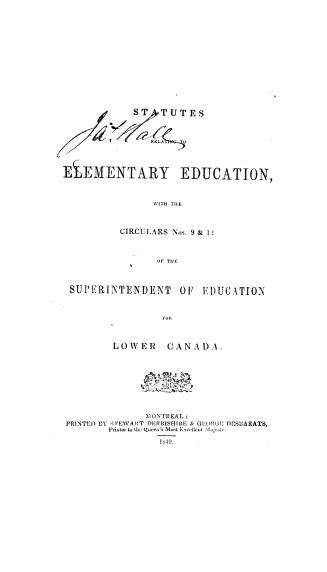 Statutes relating to elementary education, with the circulars nos