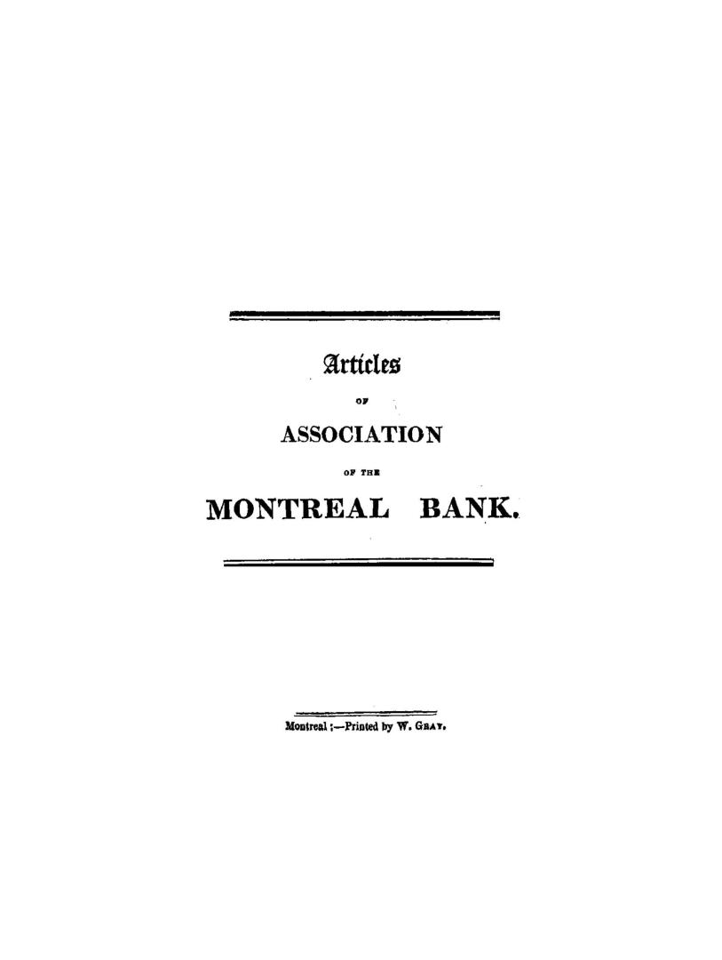Articles of association of the Montreal bank