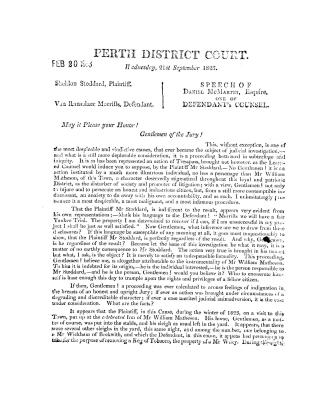Perth District court, Wednesday, 21st September, 1825, Sheldon Stoddard, plaintiff, vs