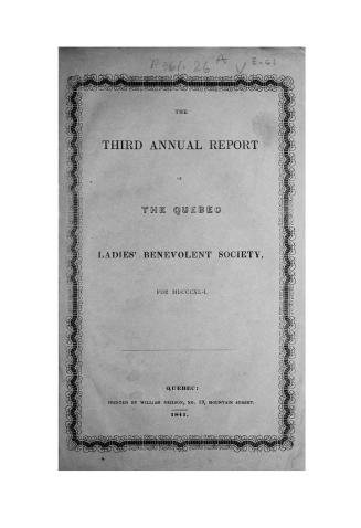 The...annual report of the Quebec ladies' benevolent society