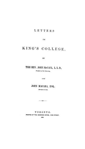 Letter on King's college
