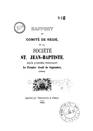 Rapport du comité de régie de la Société St