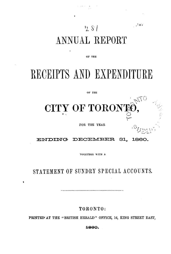 Annual report of receipts and disbursements
