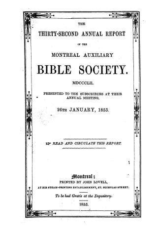 Report of the Montreal Auxiliary Bible Society