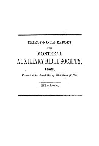 Report of the Montreal Auxiliary Bible Society