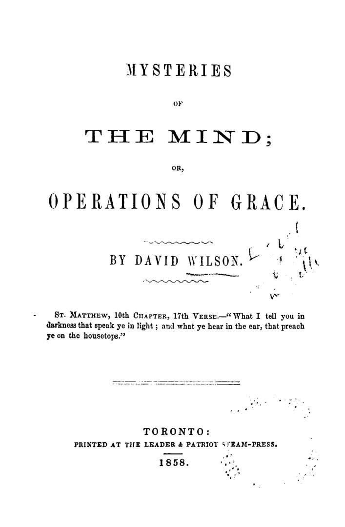 Mysteries of the mind, or, operations of Grace