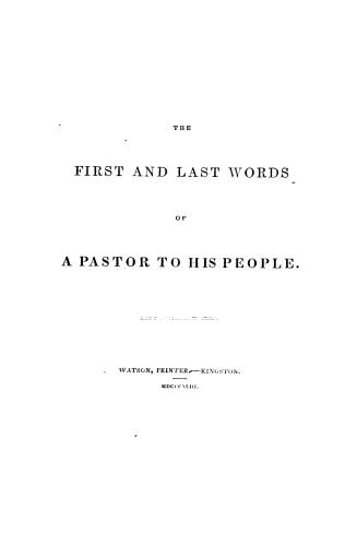 The first and last words of a pastor to his people