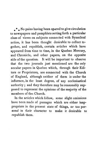 Report of the proceedings of the meeting of the bishop, clergy and laity of the diocese of Quebec held at the National school house, Quebec, on the 24(...)